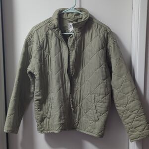 GAP Women's Quilted Puffer Jacket in Olive